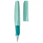 Pelikan Twist Mint, Pluma Estilográfica Ergonómica, para Diestros y Zurdos, para la Escuela y la Oficina, Plumín M de Acero Inoxidable, Cartucho Azul Largo Incluido, Recargable