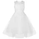 Choomomo Vestito Elegante Damigella d'Onore Vestiti da Cerimonia Abito da Matrimonio Nuziale Ragazze Abiti da Sera Sposa Nozze Dress 3-14 Anni Bianco 13-14 Anni