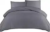 Utopia Bedding Housse de Couette 200x200 cm avec 2 Taies d'oreiller 50x75 cm (Gris) - Parure de Lit 200x200 cm en Microfibre brossée Douce