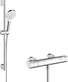 Hansgrohe 27812400 Crometta Vario combinación de set de ducha y termostato, 2 tipos de chorro, 0,65m, blanco/cromo