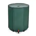 Goflame Rain Barrel Water Collector Portable Foldable Collapsible Tank,Spigot Filter Water Storage Container, Green (60 Gallon)