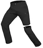 Hiauspor Pantalon de randonnée pour Homme Zip Off Pantalon d'extérieur Léger à séchage Rapide Stretch pour Le Trekking, la pêche, Le Cargo (Noir, S)