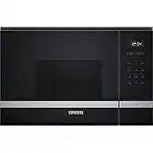 Siemens BE525LMS0 iQ500 - Microondas integrable, 38 cm, 20 L, 800 W, Grill 1000 W, Color negro y acero inoxidable