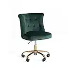 HIC High in the clouds Chaise de Bureau Verte sans Accoudoir Velours 150 kg Ergonomique Verte Fauteuil de Bureau à roulettes Mal de Dos Confortable Fille Vintage Ado Femme Moderne Design Verte Chaise