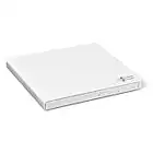 Hitachi-LG GP57EW40 Masterizzatore esterno DVD USB 2.0 portatile sottile DVD-RW CD ROM Rewriter per scrivania PC o computer portatile da scrivania Windows e Mac OS con connessione TV - Bianco