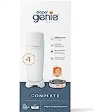 Diaper Genie Complete Diaper Pail (White) with Antimicrobial Odor Control | Includes 1 Diaper Trash Can, 1 Refill Bags, 1 Carbon Filter