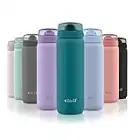 Ello Cooper Vacuum Insulated Stainless Steel Water Bottle with Soft Straw and Carry Loop, Double Walled, Leak Proof, Antigua, 22oz