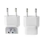 WOVTE Europe Plug Converter Travel Charger Adapter for Apple iBook MacBook White Pack of 2