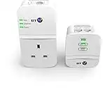 BT Broadband Extender Powerline Adapter Wi-Fi Home Hotspot Flex 600 Kit, wired AV600, N150 Wi-Fi, pass-through socket