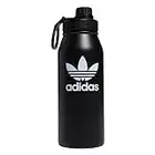 adidas Originals 1 Liter (32 oz) Metal Water Bottle, Hot/Cold Double-Walled Insulated 18/8 Stainless Steel, Black/White, One Size