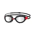 Zoggs Gafas de natación unisex Predator Titanium de ajuste regular, color negro y rojo espejo, tamaño regular