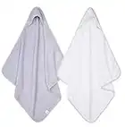 Adore Home 2 x Hooded Baby Towel Soft 100% Cotton Bath Wrap Pack of Two Towels, Grey & White