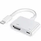 [Apple MFi Certified] Lightning to HDMI Adapter for iPhone to TV, iPhone to HDMI Adapter 1080P Digital AV Adapter Screen Connector Cable with Charging Port for iPhone iPad to HDTV/Projector/Monitor