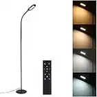 Led Floor Lamp Remote & Touching Control 4 Colour Temperatures with Stepless Dimmable for Bedroom Living Room Office,Iron, Black