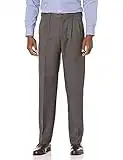 Amazon Essentials Men's Classic-Fit Expandable-Waist Pleated Dress Trousers, Dark Grey, 40W / 30L