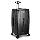 Traveler's Choice Ultimax II 26" Medium Trunk Spinner Luggage, Tie Down Straps, Matte Black, Checked Inch
