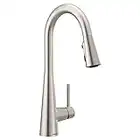 Moen Sleek Spot Resist Stainless One Handle High-Arc Pulldown Kitchen Sink Faucet with Power Boost for a Faster Clean, Kitchen Faucet with Pull Down Sprayer for Bar, RV, or Commercial, 7864SRS