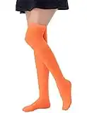 Lastclream Women Costume Thigh High Stockings for Girls Over Knee Socks Cosplay Plus Size Velma Costume Adult Hosiery (Orange)
