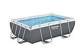 Bestway Power Steel Kit piscine à cadre rectangulaire, gris foncé, avec pompe de filtration, 282 x 196 x 84 cm