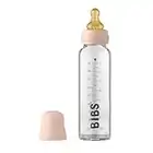 BIBS Baby Glass Bottle. Anti-Colic. Round Natural Rubber Latex Nipple. Supports Natural Breastfeeding, Complete Set - 225 ml, Blush