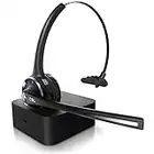 CSL - Bluetooth 5.0 Headset mit Ladestation - PC Headset mit flexiblem Mikrofon - Multipoint - kabellos - leicht - freisprechen - für Auto und LKW Computer Call Center Handys