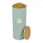 Tube de stockage de pâtes, récipient de stockage d'aliments hermétique avec couvercle en bambou, acier au carbone durable, résistant à l'humidité pour les spaghettis, les céréales, les haricots, etc.