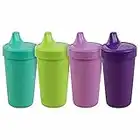 Re Play 4pk - 10 oz. No Spill Sippy Cups for Baby, Toddler, and Child Feeding in Aqua, Purple, Amethyst and Lime Green - BPA Free - Made in USA from Eco Friendly Recycled Milk Jugs - Mermaid