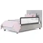 HONEY JOY Bed Rail for Toddlers, 59-in Extra Long, Portable Safety Bed Guardrail w/Double Safety Child Lock, Foldable Baby Bed Rail Guard, Fit King & Queen Full Twin Size Bed Mattress (Gray, 1 Pack)