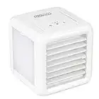 Prolectrix EH3139V2PROVDE Ice Cube Plus+ Mini Refroidisseur d'Air Portable, Air Cooler 5W, Lumières LED, Jusqu’à 8 Heures Fonctionnement, Filtre Antimicrobien, 2 Réservoirs d'Eau Congelables de 300ml