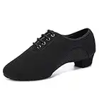 SWDZM Scarpe da Ballo Latino per Donna e Uomo con Punta Chiusa Lacci Standard Jazz Salsa Professionali Pratica Scarpe da Ballo,MF2805,Tacco-3.5cm,Nero,38EU