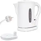 1 Litre 830W Electric Cordless Kitchen Kettle for Caravan Travel Hot Water White Jug by Crystals®