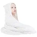 Yoofoss Baby Bath Towel 100% Muslin Cotton Hooded Baby Towels Large 32x32Inch Soft and Absorbent for Babies, Infant and Toddler, Newborn Essential for Boys Girls (White)