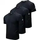 WanNiu Men's 3 Pack Workout Shirts Dry Fit Athletic Gym T-Shirts for Men Short Sleeve Mesh Moisture Wicking Shirts（3*Black-L）