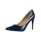 Elara Zapato de Tacón Alto Mujer Agudo Estilete Chunkyrayan Azul Marino JA70-Navy-39