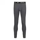 Reebok Men's Long Johns, Cotton Stretch Base Layer, Thermal Underwear with Branded Waistband Johny, Charcoal Marl, L