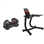 Bowflex Haltère Compact à Charge Variable SelectTech 552i (Prix pour 1 haltère Simple réglable de 2 à 24 kg). & Station de Support multimédia SelectTech pour haltères 552i