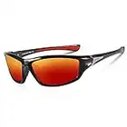 Queshark Gafas de Sol Deportivas Polarizadas para Hombre Esquiar Golf Correr Ciclismo TR990 Súper Liviana para Hombre y para Mujer (Rojo)