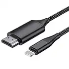 LUYUAN HDMI Cable for iPhone, HDMI Converter Cable 2.0m, iPhone/iPad/iPod to TV, HDMI Connection Cable, iOS 11, 12, 13, 14, YouTube TV Output, High Definition HD1080P black, 2M