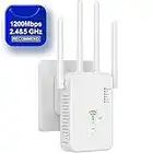 WiFi Extender Booster, Lychico 1200Mbps WiFi Extender Booster Dual Band 5GHz&2.4GHz Wireless Signal Booster with Ethernet/LAN Port, WiFi Repeater Support WPS Simple Setup, UK Plug