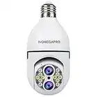 INQMEGAPRO Telecamera Lampadina WiFi, 10X Zoom Videocamera di Sorveglianza per E26/E27 Portalampada, Movimento Rilevazione, Audio Bidirezionale