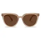 SOJOS Round Polarized Sunglasses for Women Fashion Trendy Style UV Protection Lens Sunnies Sunglasses SJ2175 with Brown Frame/Brown Lens