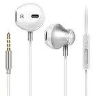 GAMURRY Auriculares In Ear con Microfono,Auriculares con Bajos potentes,Soporte Control de Volumen de Llamadas(Clavija de 3,5 mm)para Samsung,Xiaomi,Huawei,LG,Google Pixel etc-Blanco