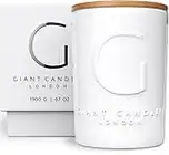 GIANT CANDLES London | 200 Hours | 1,900g XXL Ceramic Scented Luxury Candle | 4 Wicks | Gift Box | 100% Natural Vegan Soy Wax | by Giant Organics | Extra Large XL Big Candle | Scent: Silver Linen