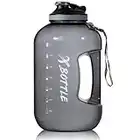 1 Gallon Water Bottle with Chug lid, BPA Free Dishwasher Safe 128oz Large Water Bottle with Motivational Time Marker and Handle Leak-proof Big Black Water Jug for Camping Sports Workouts (chug lid)