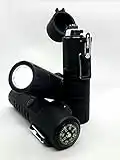 Multifunction Waterproof Dual Arc Lighter with LED Flashlight and Compass. Outdoors Survival Tactical Tool. BLACK