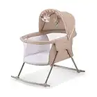 Kinderkraft LOVI Lit bébé 3 en 1, Berceau bébé, Lit parapluie, avec Matelas Sac de Transport Moustiquaire, 2 jouets doux inclus, Grande capote réglable, Circulation de l'air, Beige