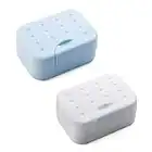 STARSLIFE 2 PC Portable Travel Soap Box Holder Plastic Soap Case Dish Container with Leachate Sponge for Bathroom Outdoor Hiking Camping Gym – White + Blue