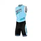 FDX - Traje masculino acolchado de compresión para triatlón, ideal para correr, natación y ciclismo, color azul celeste, tamaño X-Large