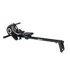 Cecotec Machine à Rame Pliable DrumFit Rower 7000 Regatta. Résistance magnétique, 10 Niveaux, Volant d'inertie 7 kg, Glissement Silencieux, écran LCD, Repose-Pieds et Roues L Noir