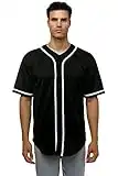 JC DISTRO Men's Short Sleeve Plain Button Down Baseball Jersey Team Jersey Black Medium